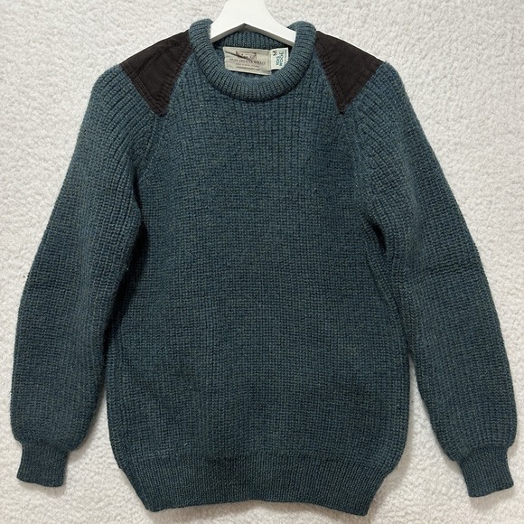 Aran Crafts Other - Aran‎ Sweater Market Irish Fishermans Ribbed Sweater with Patches 100% Wool Sz M